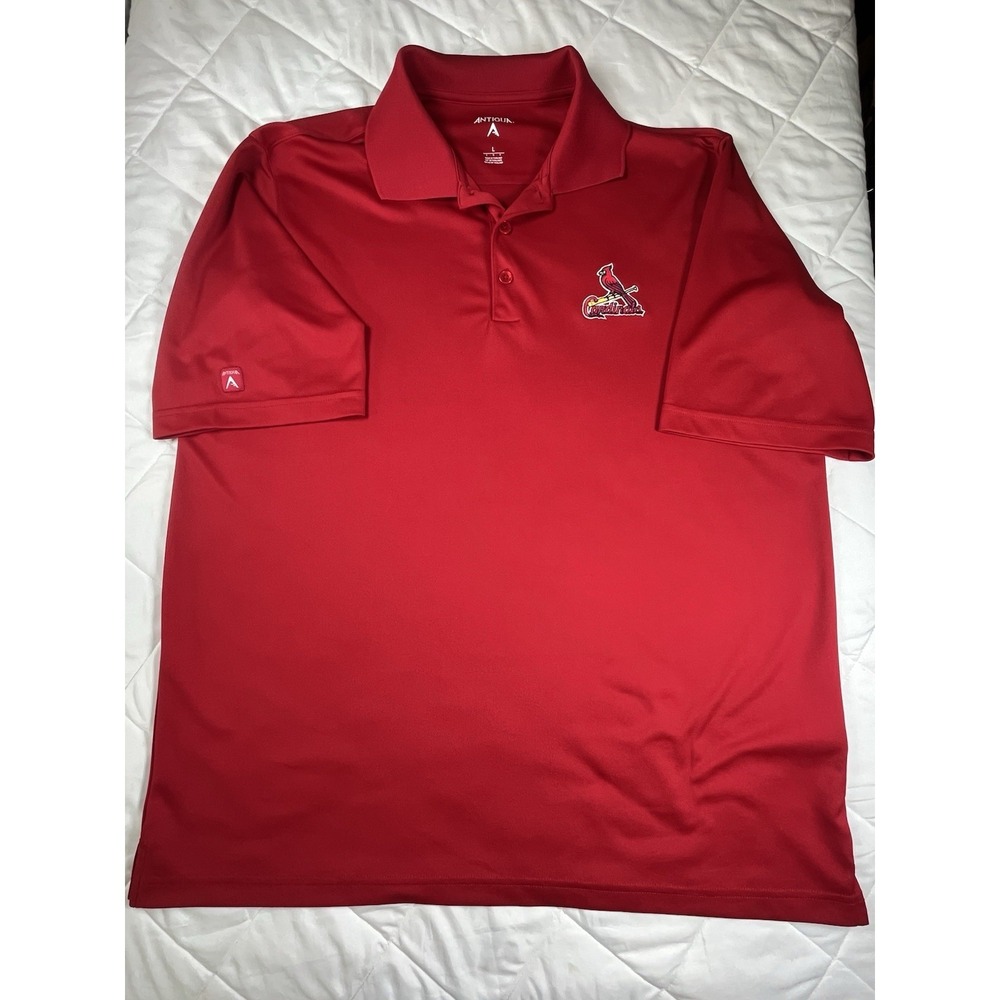 St Louis Cardinals Antigua Polo Shirt Mens Large Red MLB Golf